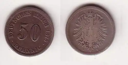 50 Pfennig Silber Münze Kaiserreich 1875 C Jäger 7 (105210)
