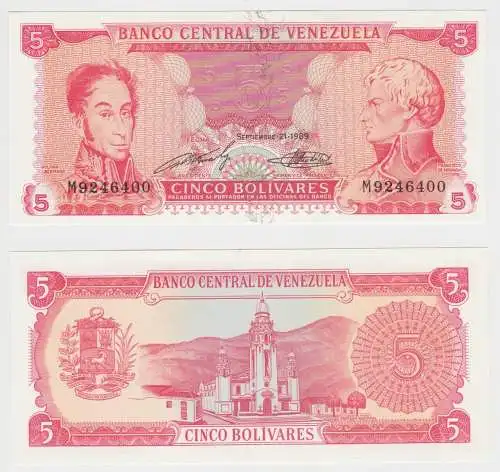5 Bolivares Banknote Venezuela 1989 Pick 70 kassenfrisch UNC (130507)