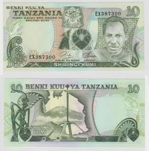 10 Shillings Shilingi Kumi Banknote Tansania Tanzania 1978 bankfrisch (139997)