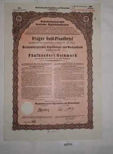 500 Goldmark Pfandbrief Mecklenburgische Hypotheken- & Wechselbank 1930 (127711)