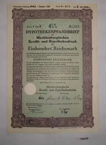 100 RM Pfandbrief Mecklenburgische Kredit- & Hypothekenbank Neustrelitz (123133)