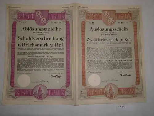 12,5 Reichsmark Ablösungsanleihe der Stadt Mainz 4.April 1929 (128242)