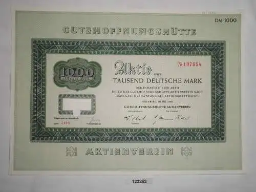 1000 Mark Aktie Gutehoffnungshütte Aktienverein Nürnberg Juli 1961 (123262)