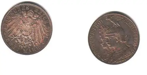2 Mark Silbermünze Preussen 200 Jahre Königreich 1901 Jäger 105  (112428)