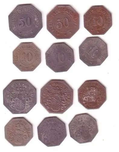 4 x 10, 2 x 50 Pfennig Notgeld Eisen & Zink Münzen Stadt Torgau 1917 (112327)