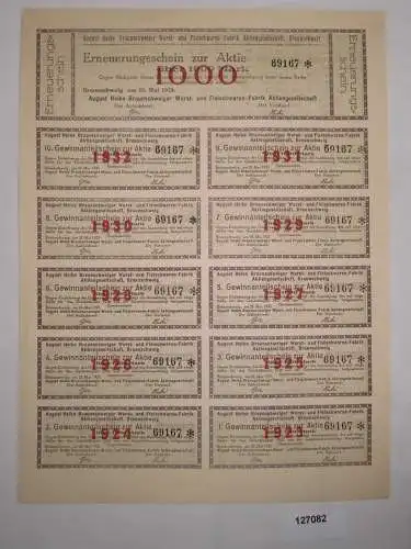 1000 Mark Erneuerungsschein Braunschweiger Wurst- & Fleischwarenfabrik (127082)