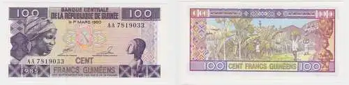 100 Franc Banknote Guinea République de Guinée 1985 bankfrisch UNC (129062)