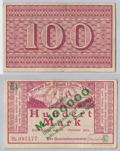 100000 Mark Banknote Stadt Zella Mehlis 7.8.1923 (129619)