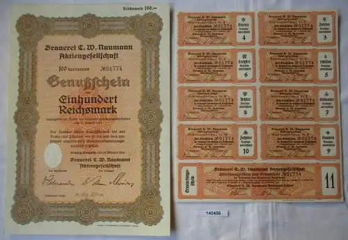 100 RM Genußschein Brauerei C.W. Naumann AG Leipzig-Plagwitz 18.10.1933 (140456)