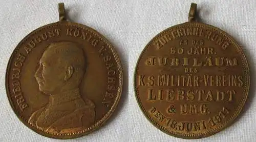 Seltene Medaille 50jähr.Jubiläum K.S.Militär Verein Liebstadt 1911 (148326)