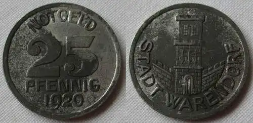 25 Pfennig Eisen Münze Notgeld Stadt Warendorf 1920 (106274)