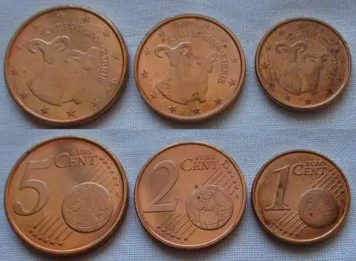 Euro Kursmünzensatz 1 - 5 Cent Zypern 2008 bankfrisch (139815)