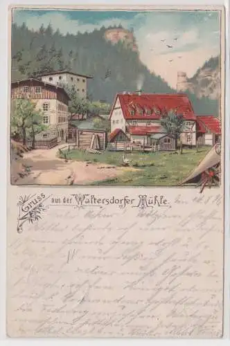 900823 Ak Gruss aus der Waltersdorfer Mühle 1896