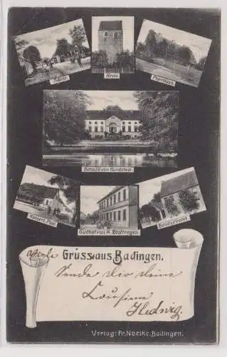 99625 Mehrbild Ak  Gruss aus Badingen - Schule Kirche, Post, usw. 1905
