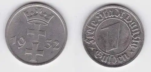 1 Gulden Nickel Münze Freie Stadt Danzig 1932 f.vz (150657)