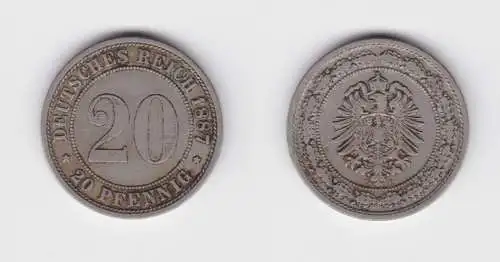 20 Pfennig Nickel Münze Deutsches Reich 1887 E Jäger Nr.6 (137233)