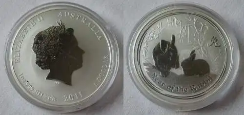 1 Dollar Silber Münze Australien Jahr des Hasen 1 Unze Feinsilber 2011 (134203)