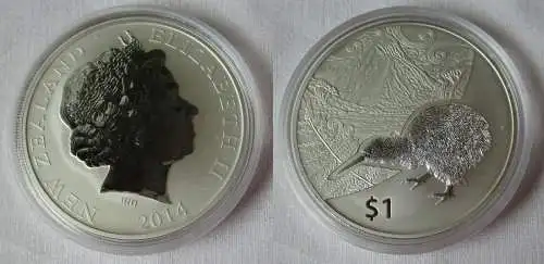 1 Dollar Silber Münze Neuseeland New Zealand Kiwi 2014 (134086)