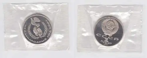 1 Rubel Münze Sowjetunion 1986 Jahr des Friedens Novodel PP OVP (148665)