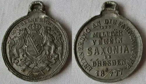 Seltene Medaille Fahnenweihe Militär Verein Saxonia in Dresden 1877 (148207)