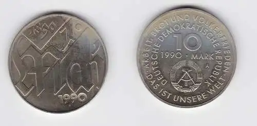 DDR Gedenk Münze 10 Mark 100.Jahre 1.Mai Feiertag 1990 (148828)