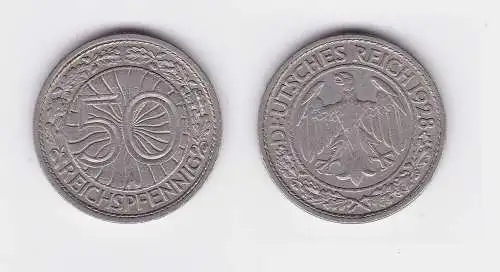 50 Pfennig Nickel Münze Weimarer Republik 1928 A (104338)