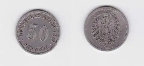 50 Pfennig Silber Münze Kaiserreich 1876 C Jäger 7 (137394)