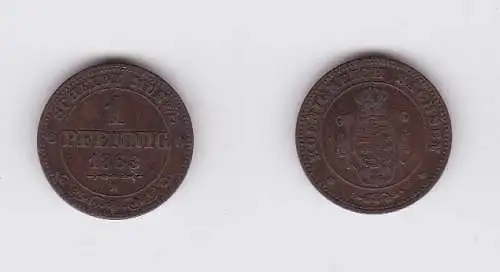 1 Pfennig Kupfer Münze Sachsen 1863 (122894)