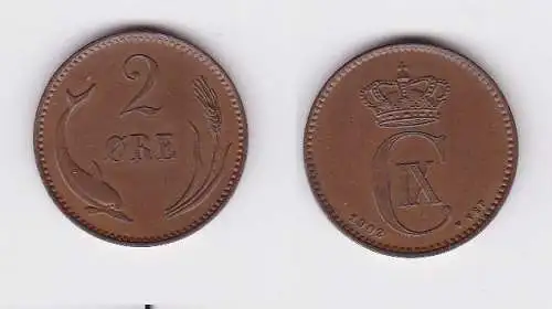 2 Öre Kupfer Münze Dänemark 1902 (122951)
