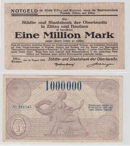 1 Million Mark Banknote Städte- & Staatsbank Zittau 16.8.1923 (137777)