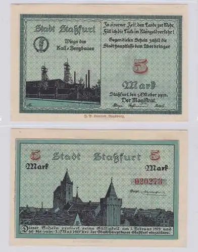 5 Mark Banknote Notgeld Stadt Staßfurt 1.10.1918 (126244)