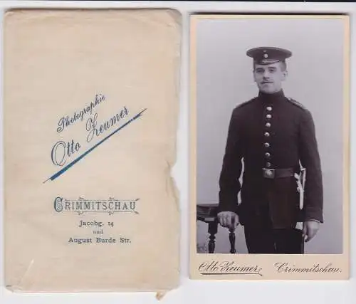 83310 Kabinett Foto Soldat mit Seitengewehr und Portepee Crimmitschau