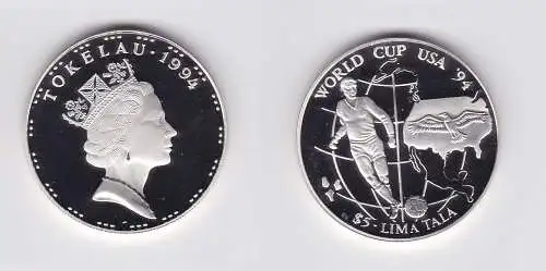 5 Tala Silber Münze Tokelau 1994 Fussball WM USA 1994 (123247)