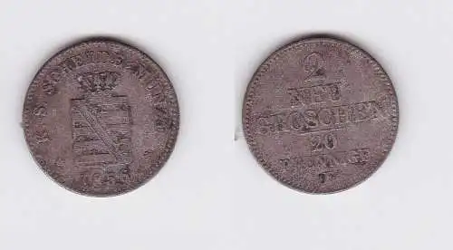 2 Neu Groschen Silber Münze Sachsen 1856 F (122940)