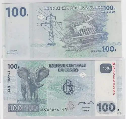 100 Franc Banknote Banque Centrale du Congo 2007 (123430)