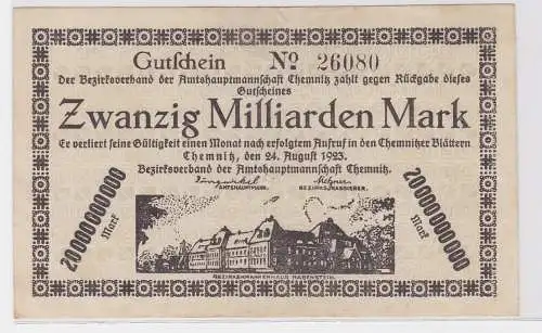 20 Milliarden Mark Banknote Amtshauptmannschaft Chemnitz 24.08.1923 (122426)