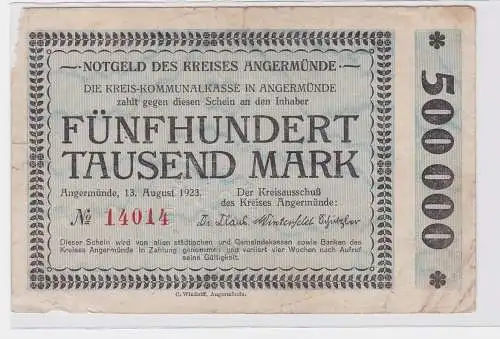 500000 Mark Banknote Kreis Angermünde 13.08.1923 (121893)