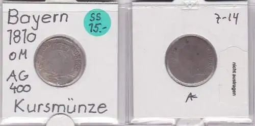 6 Kreuzer Silber Münze Bayern 1810 (121703)