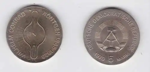 DDR Gedenk Münze 5 Mark Wilhelm Conrad Röntgen 1970 Stempelglanz (136862)