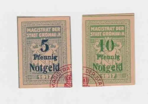 5 + 10 Pfennig Banknoten Notgeld Stadt Gronau i. H. 1917 (137887)