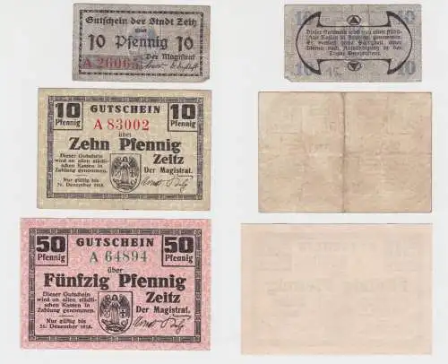 2x 10 + 50 Pfennig Banknote Notgeld Stadt Zeitz (135750)