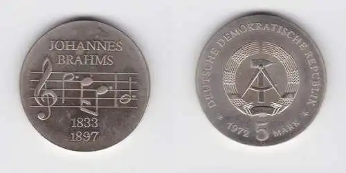 DDR Gedenk Münze 5 Mark Johannes Brahms 1972 Stempelglanz (136998)