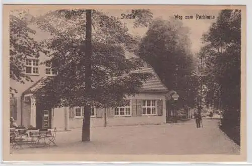 71223 Ak Stettin Weg zum Parkhaus um 1930