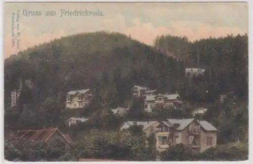 71448 Ak Gruß aus Friedrichroda Berghang mit Villen 1904