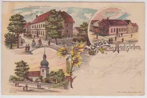 86358 Ak Lithographie Gruß aus Andisleben Gasthaus usw. 1907