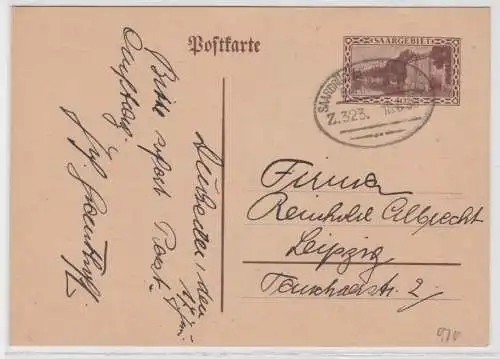 97679 Ganzsachen Postkarte Saargebiet Bahnpost Saarbrücken Türkismühle 1930