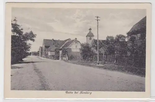 93091 AK Rotta bei Kemberg - Straßenansicht mit Kirche 1927