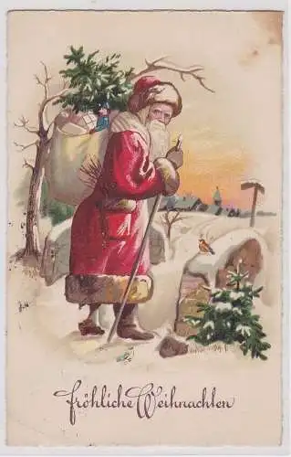 06819 Ak Fröhliche Weihnachten - Weihnachtsmann mit Sack voller Geschenke 1935