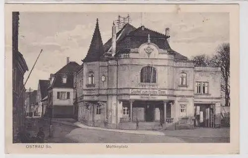 41108 Ak Ostrau - Moltkeplatz mit Gasthof zum "wilden Mann" 1926