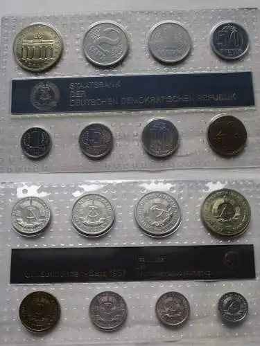 DDR Kursmünzensatz 1987 1 Pfennig -2 Mark KMS ST + 5 Mark Brandenb. Tor (151728)